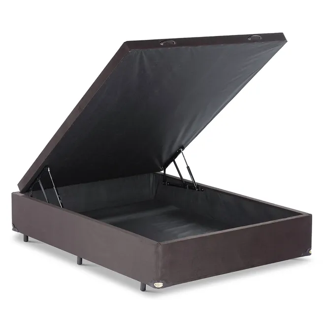Base Cama Baú Abertura Frontal King Star Suede Marrom