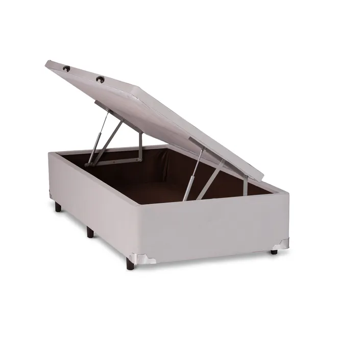 Base Cama Box Baú  Com Abertura Lateral Veludo Alumínio