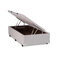 BASE CAMA BOX COM BAÚ ABERTURA LATERAL VELUDO ALUMINIO