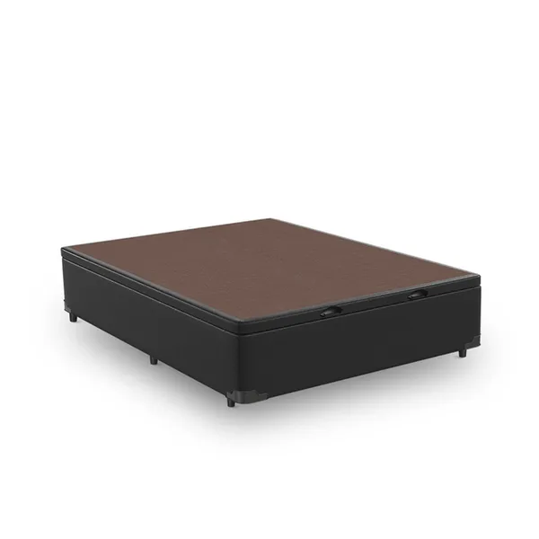 BASE CAMA BOX COM BAÚ ABERTURA FRONTAL KORANO PRETO