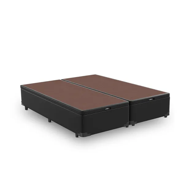 BASE CAMA BOX COM BAÚ ABERTURA FRONTAL KORANO PRETO