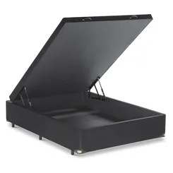 BASE CAMA BOX COM BAÚ ABERTURA FRONTAL SUEDE PRETO