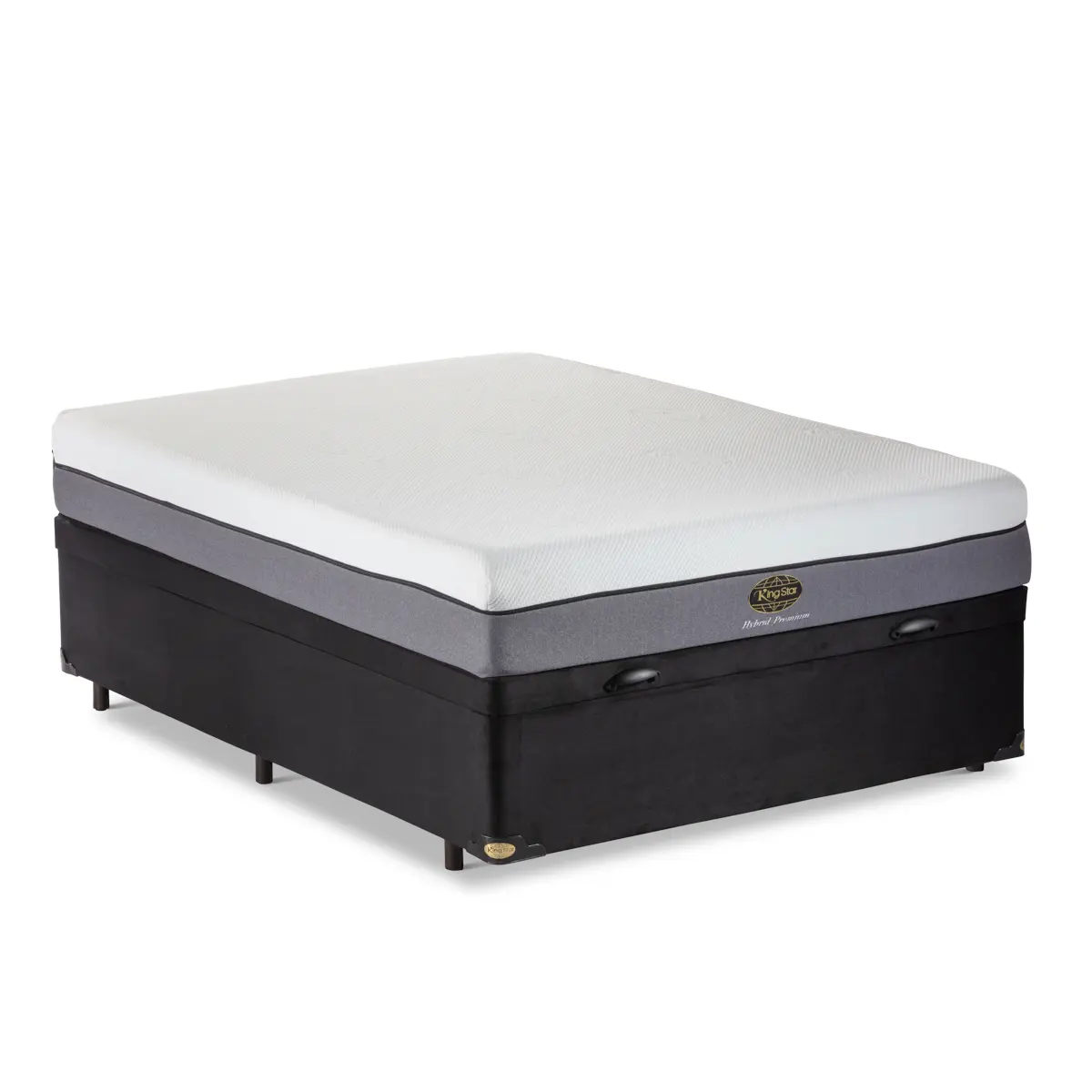 Cama Box Baú + Colchão na Caixa Hybrid Premium Macio Molas Ensacadas - 12 Anos de Garantia