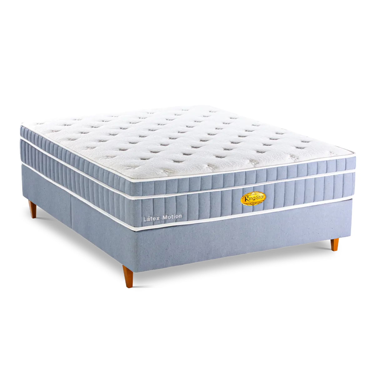 Base Box + Colchão King Star Conforto Intermediário Molas Ensacadas Latex Motion