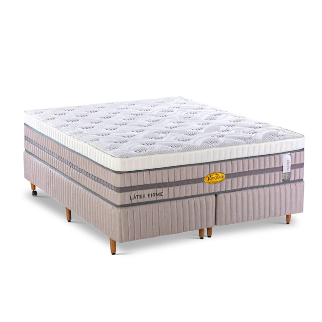 Base Box + Colchão King Star Conforto Firme Molas Ensacadas Latex Firm