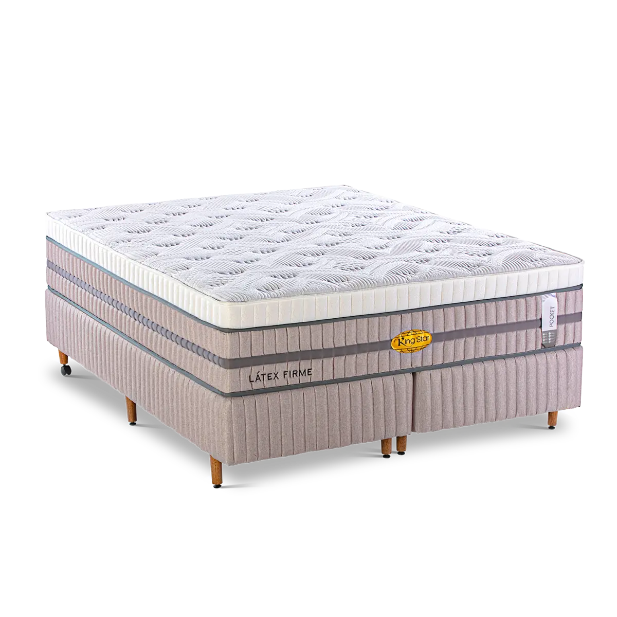 Base Box + Colchão King Star Conforto Firme Molas Ensacadas Latex Firm