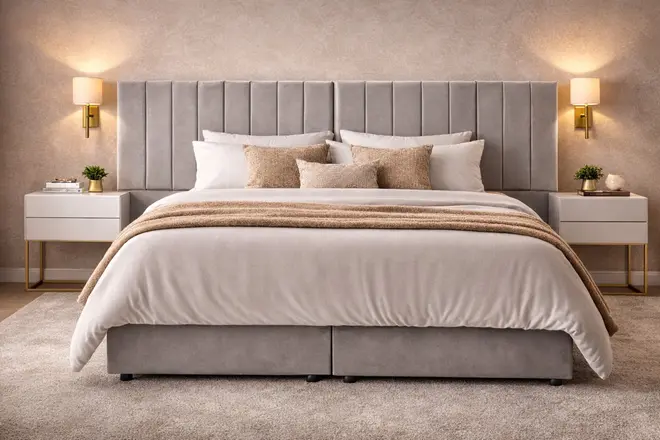 Kit Cabeceira King Star Modulada Veludo Alumínio