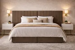 Kit Cabeceira King Star Modulada Veludo Chocolate