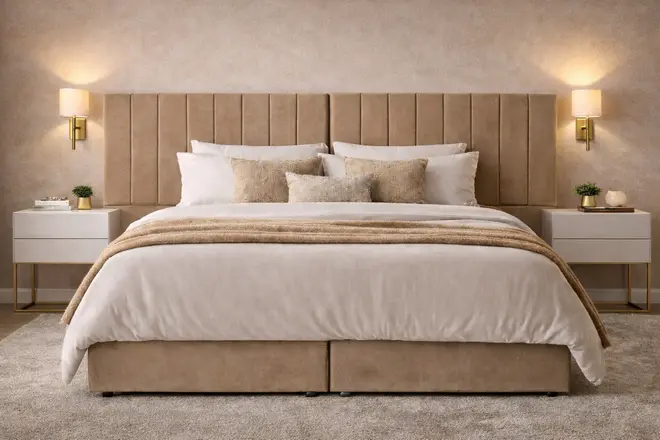 Kit Cabeceira King Star Modulada Veludo Marfim