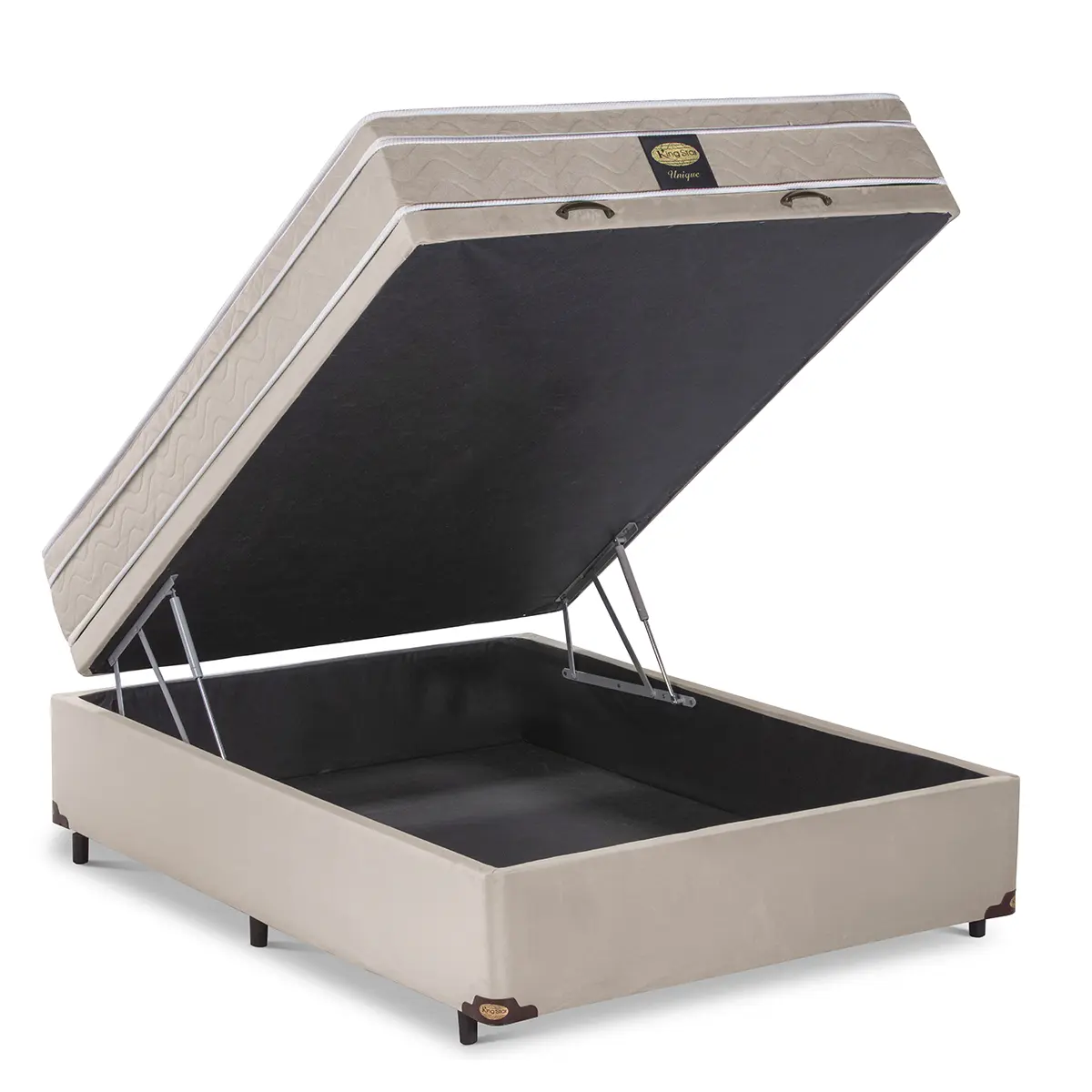 Cama Box Baú + Colchão King Star Macio Molas Ensacadas Unique Prime