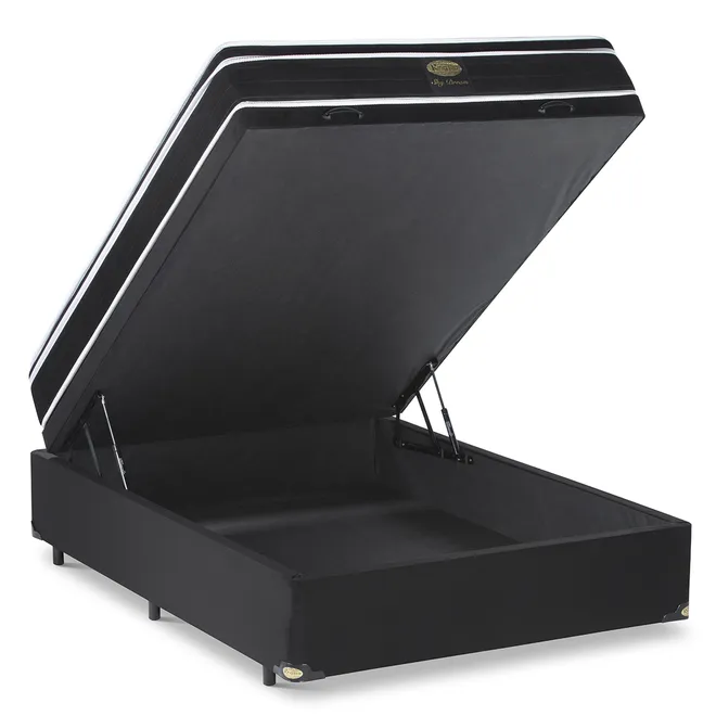 Cama Box Baú + Colchão King Star Firme Molas Ensacadas Sky Dream Plus