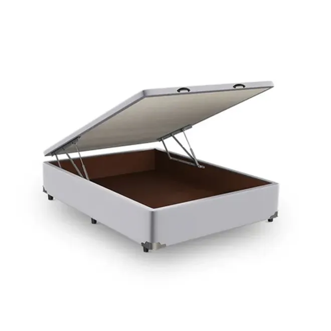Base Cama Box Com Baú Abertura Frontal King Star Veludo Alumínio