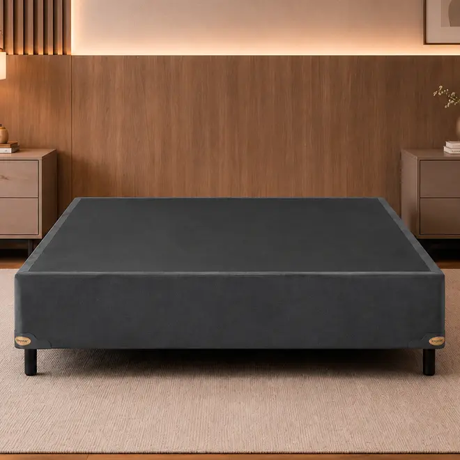 Base Cama Box King Star Suede Cinza