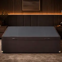 Base Cama Baú Abertura Frontal King Star Suede Marrom