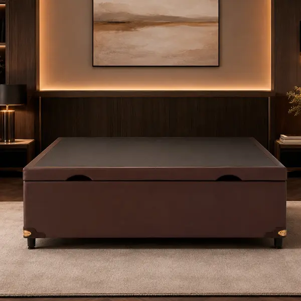 Base Cama Baú Abertura Frontal King Star Korano Marrom