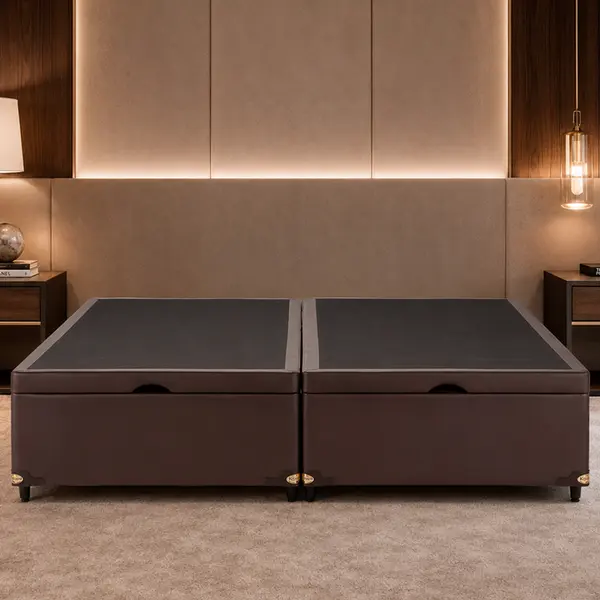 Base Cama Baú Abertura Frontal King Star Korano Marrom