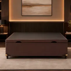 Base Cama Baú Abertura Frontal King Star Korano Marrom