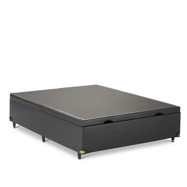 Base Cama Baú King Star Korano Preto Abertura Frontal