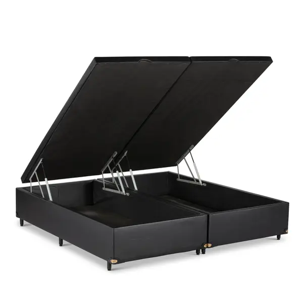 Base Cama Baú King Star Korano Preto Abertura Frontal