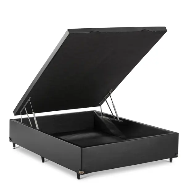 Base Cama Baú King Star Korano Preto Abertura Frontal