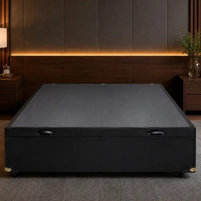 Base Cama Box Com Baú Abertura Frontal Suede Preto