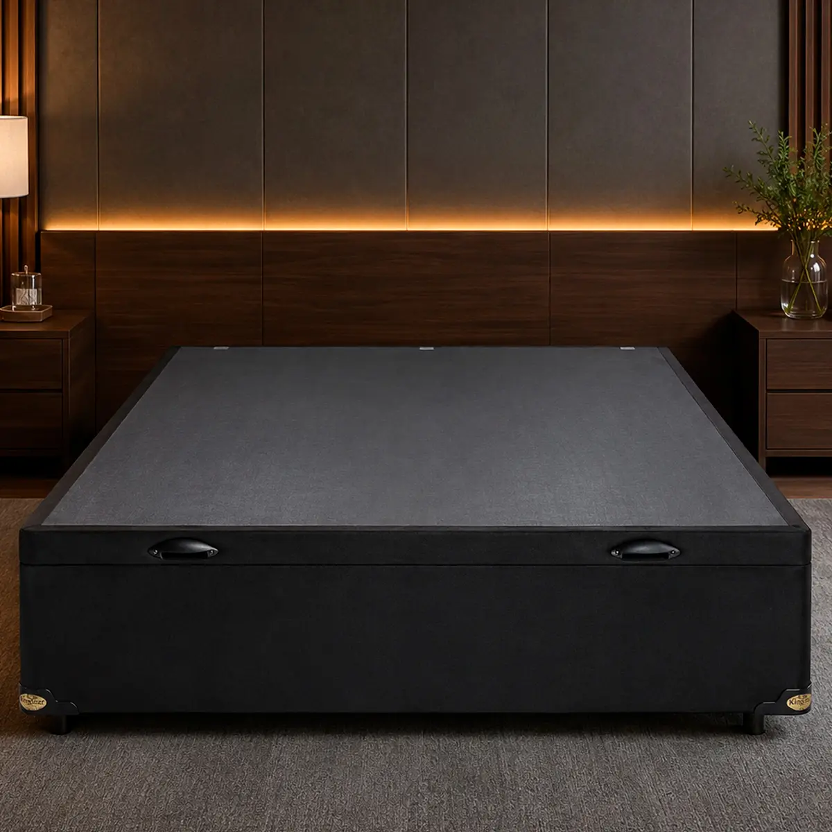 Base Cama Box Com Baú Abertura Frontal Suede Preto