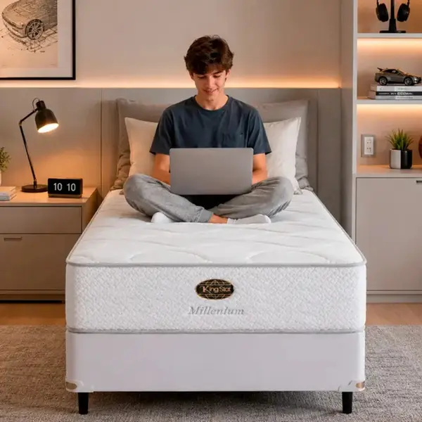 Cama Box + Colchão King Star Firme Molas Ensacadas Millenium