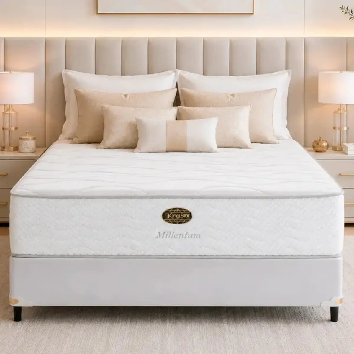 Cama Box + Colchão King Star Firme Molas Ensacadas Millenium
