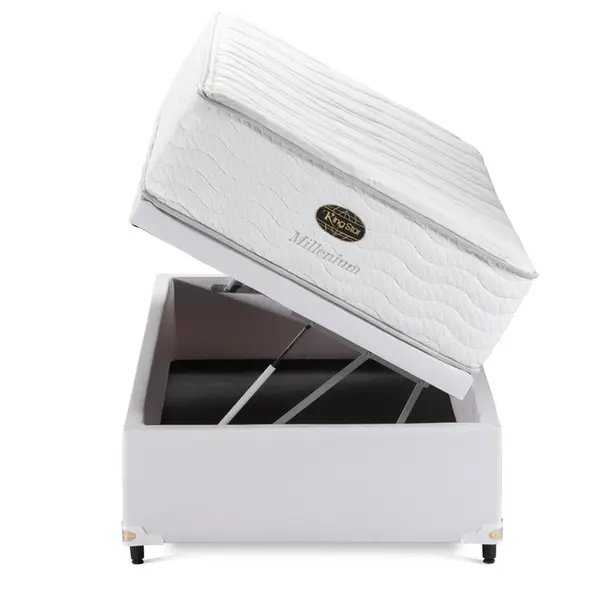 Cama Box Baú + Colchão King Star Firme Molas Ensacadas Millenium