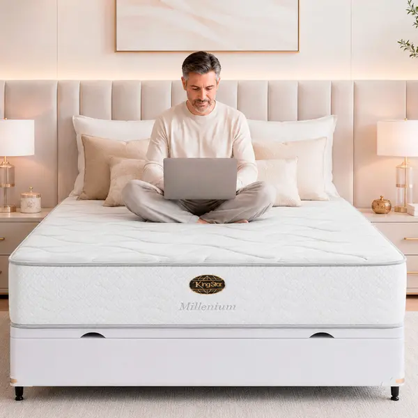 Cama Box Baú + Colchão King Star Firme Molas Ensacadas Millenium