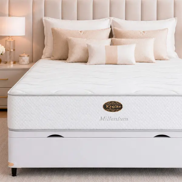 Cama Box Baú + Colchão King Star Firme Molas Ensacadas Millenium