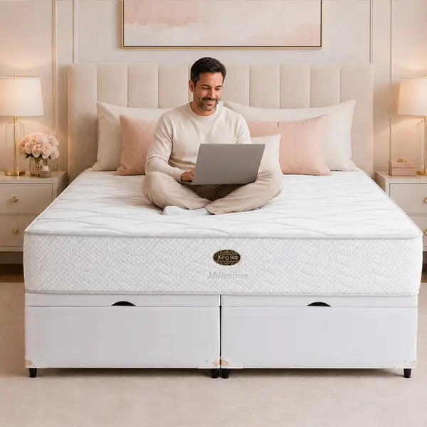 Cama Box Baú + Colchão King Star Firme Molas Ensacadas Millenium