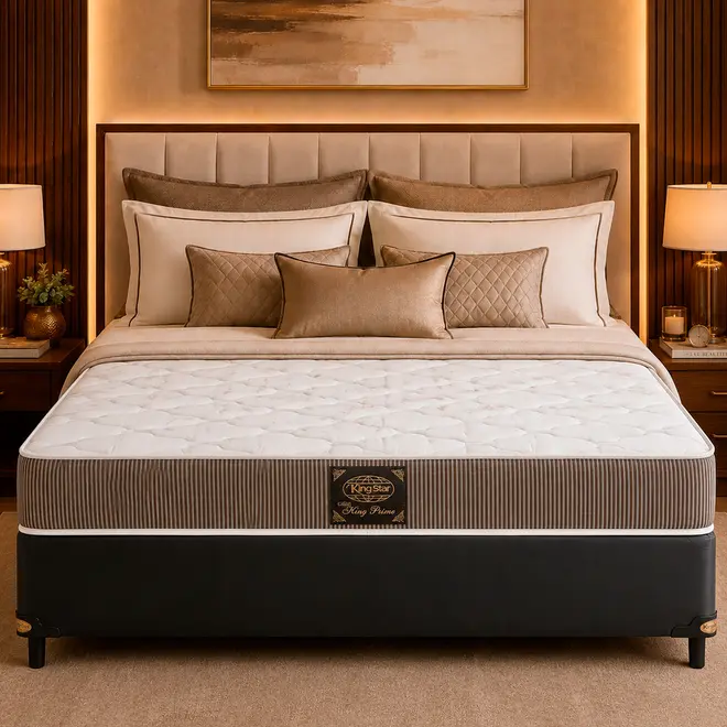 Cama Box + Colchão King Star Firme Molas Ensacadas King Prime