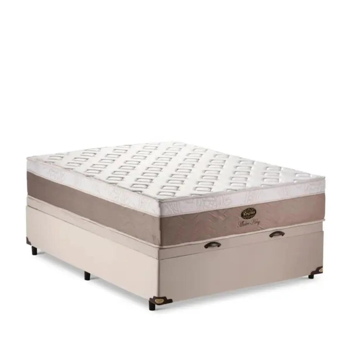 Conjunto Cama Box Baú King Star Master King Gold — Colchão Molas Ensacadas + Base Baú, Intermediário — 30 Noites + 2 Anos de Garantia