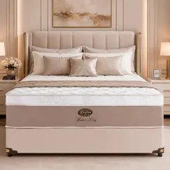 Conjunto Cama Box King Star Master King Gold — Colchão Molas Ensacadas + Base Box, Intermediário — 30 Noites + 2 Anos de Garantia