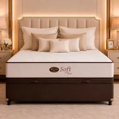 Conjunto Cama Box Baú King Star Soft Visco — Colchão Molas Ensacadas + Base Box Baú, Macio — 30 Noites + 2 Anos de Garantia