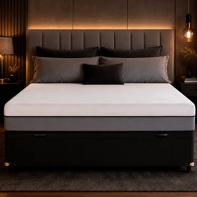 Conjunto Cama Box Baú King Star Original — Colchão Espuma na Caixa + Base Baú, Conforto Intermediário — 120 Noites + 12 Anos de Garantia