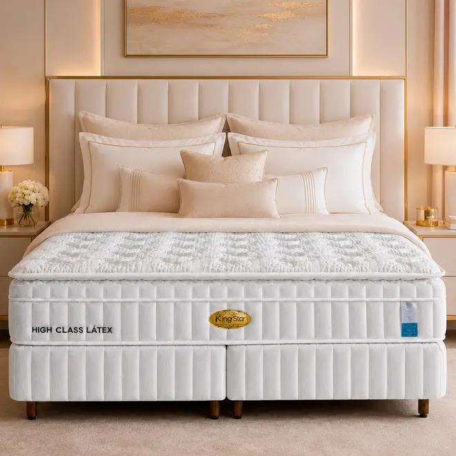 Cama Box + Colchão King Star High Class Macio Molas Ensacadas