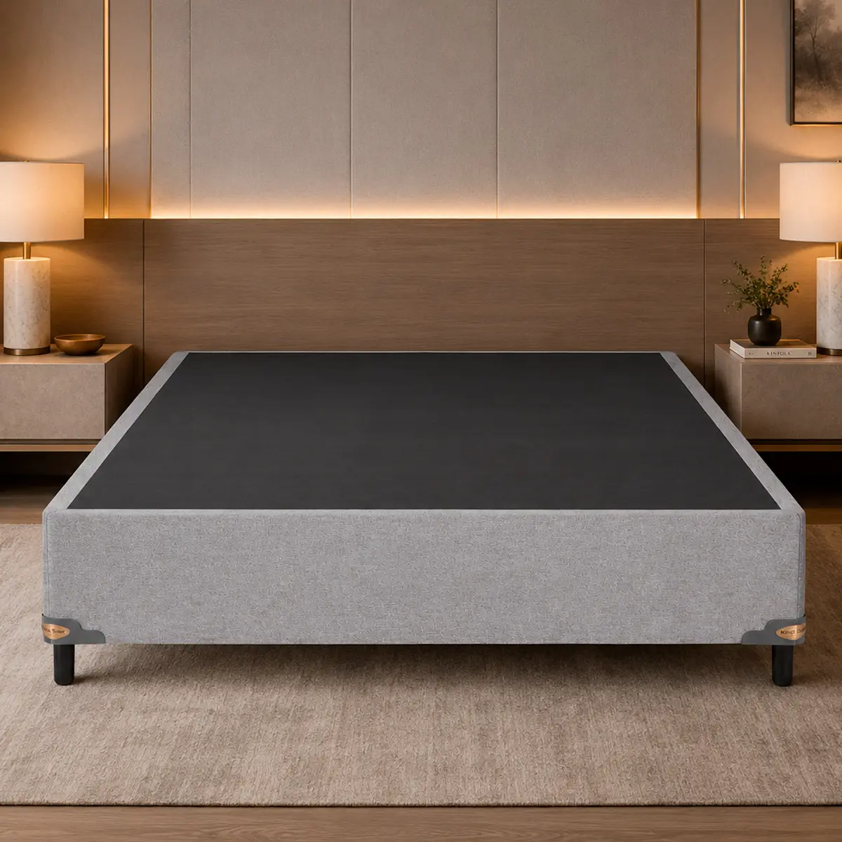 Base Cama Box King Star Linho Cinza