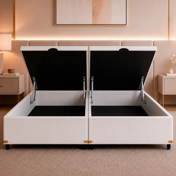 Base Cama Baú Abertura Frontal King Star Korano Branco