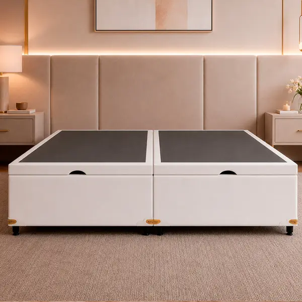 Base Cama Baú Abertura Frontal King Star Korano Branco