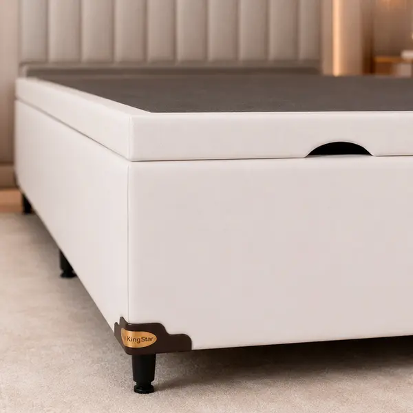 Base Cama Baú Abertura Frontal King Star Korano Branco