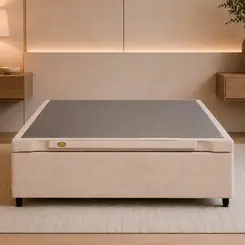 Base Cama Baú Abertura Frontal King Star Premium Canvas Palha