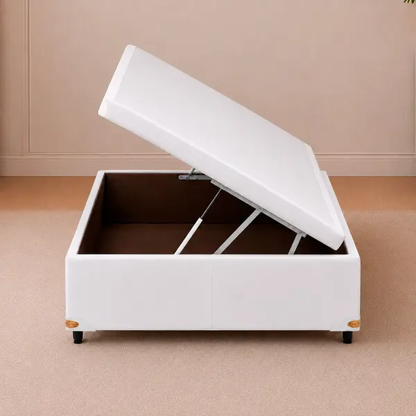 Base Cama Baú Abertura Lateral King Star Korano Branco
