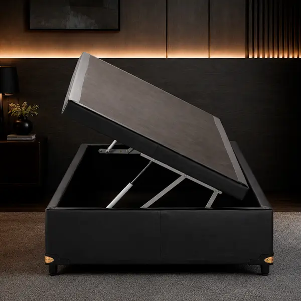 Base Cama Baú Abertura Lateral King Star Korano Preto