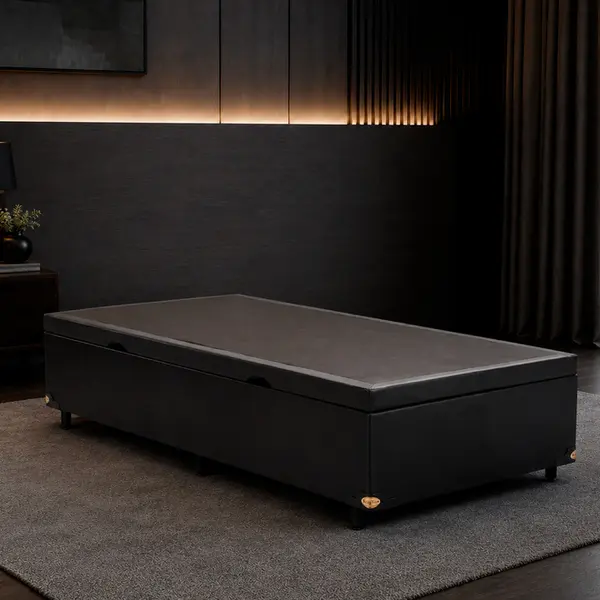 Base Cama Baú Abertura Lateral King Star Korano Preto