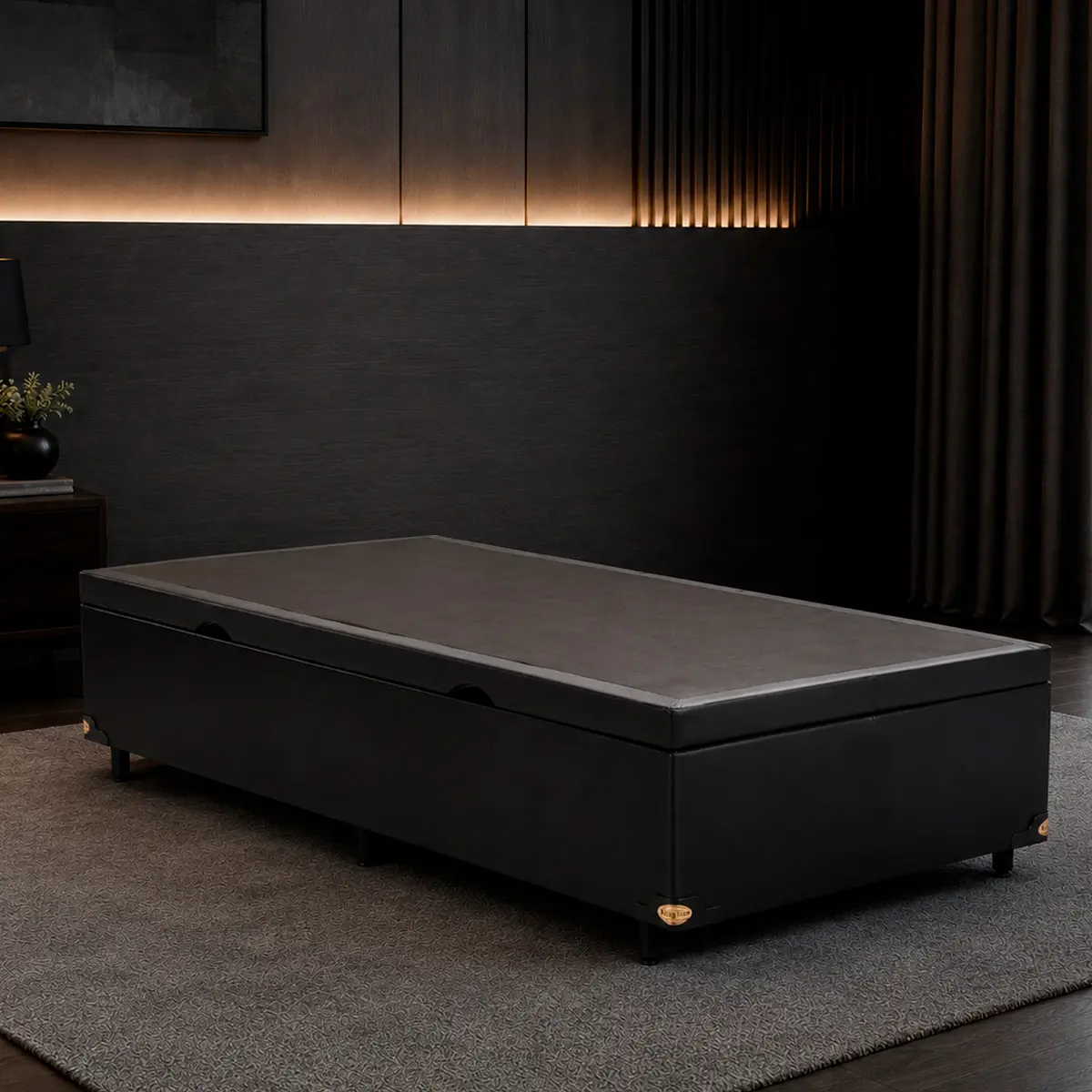 Base Cama Baú Abertura Lateral King Star Korano Preto