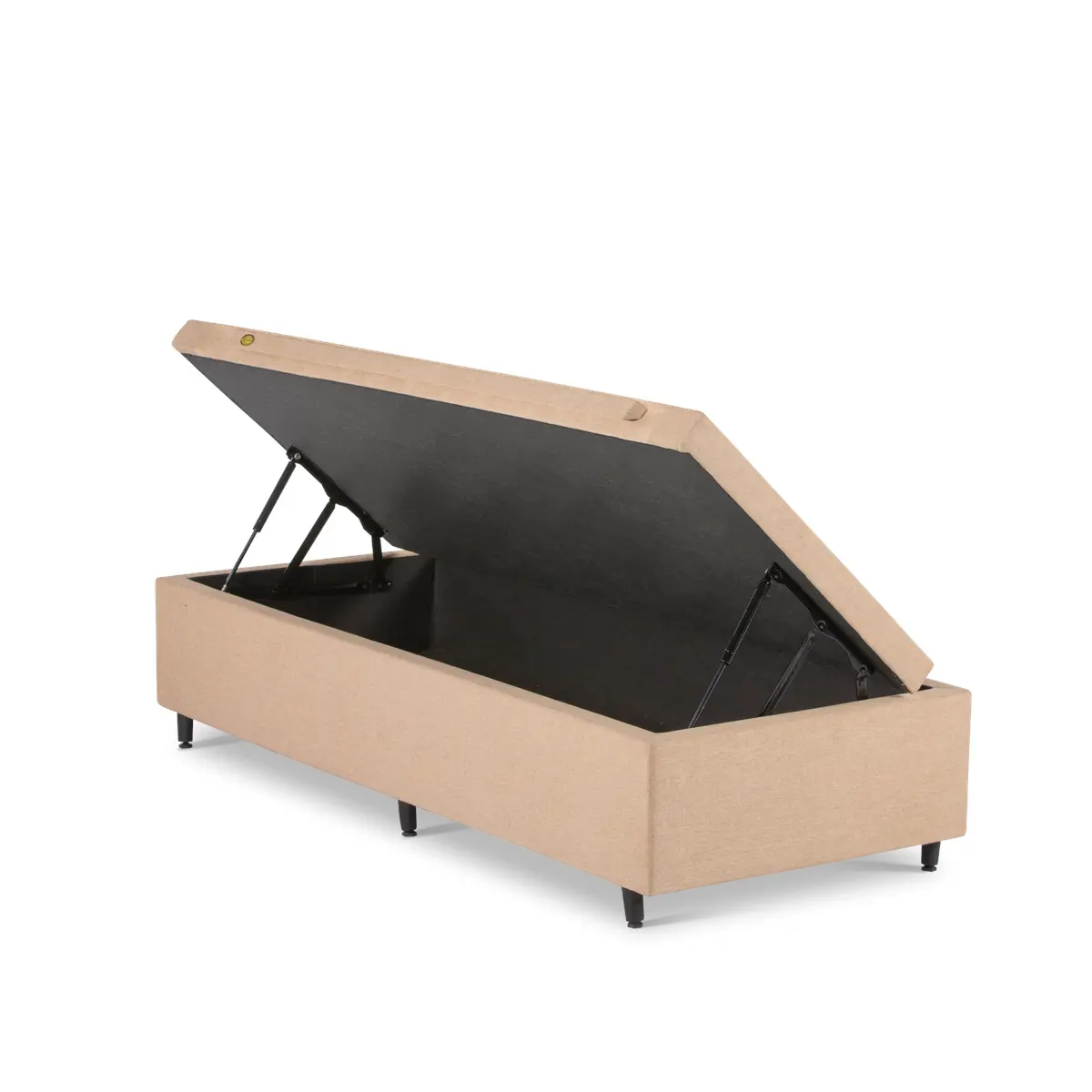 Base Cama Baú Abertura Lateral King Star Premium Linho Bege