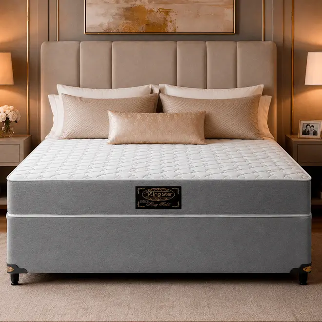 Cama Box + Colchão King Star Firme Molas Ensacadas King Field