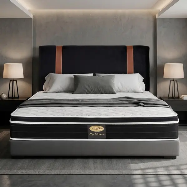 Cabeceira King Star Horus Suede Preto